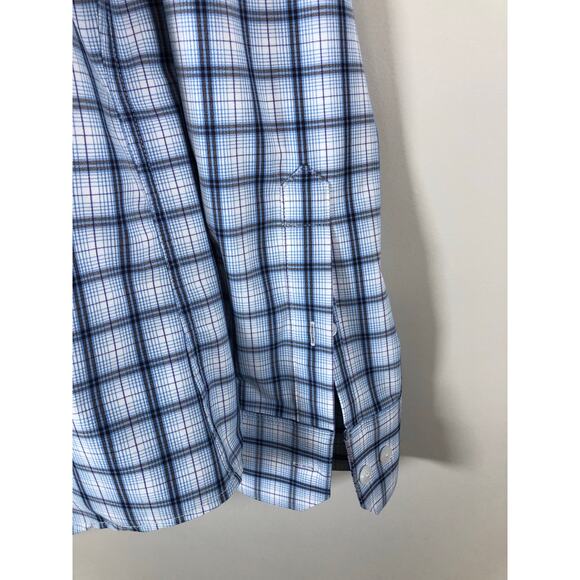 Mizzen + Main Men’s Long Sleeve Button Down Shirt Size L Blue And White Plaid - Picture 4 of 12